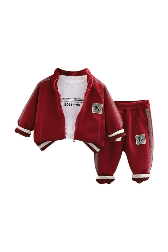 Boys Outfits Sets Winter Fall Casual Sportswear Zip Up Hoodie Tracksuit With Elastic Waist For Toddler Kids Stylish