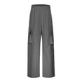 thumbnail image 1 of VNKIDY Boys Pants Spring Fall Kids Solid Color Cargo Pants With Multiple Pockets Elastic Waisted Wide Leg Trousers For Trendy Casual Daily Wear Trendy Trousers, 1 of 8