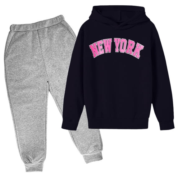 VNKIDY Boys Set Autumn Winter Children Kids Hoodie Pants Set Casual Loose Fit Long Sleeve Letter Print Hooded Top With Pants For Outdoor Activities Casual Clothes Sets