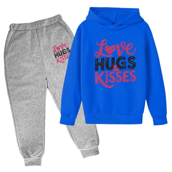 VNKIDY Boys Set Autumn Winter Kids Pullover Pants Set Cartoon Printed Long Sleeve Hooded Tops With Pants For Outdoor Wear Leisure Clothes Sets