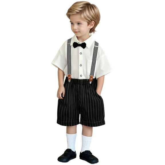 VNKIDY Boys Summer Casual Suit Sets Kindergarten Graduation Dress Performance Outfits Sets Flower Girl Dress For Birthday Comfort