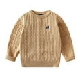 thumbnail image 1 of VNKIDY Boys Sweaters Fall Winter Kids Classic Style Cable Knitted Sweater Solid Color Crewneck Long Sleeve Jumper With Embroidered Detail For Casual Daily Wear Casual Knitwear, 1 of 9