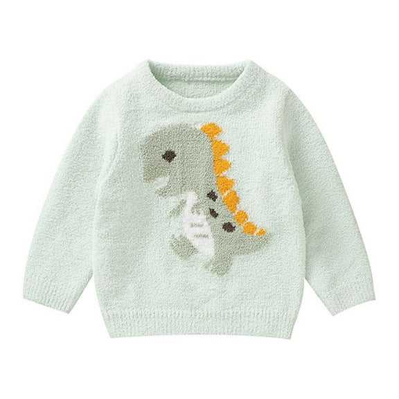 VNKIDY Boys Sweaters Knit Sweater Long Sleeve Dinosaur Intarsia Design Winter Warm Soft Yarn Pullover Top For Toddlers Kids Comfort Knitwear