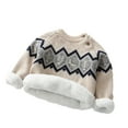 thumbnail image 1 of VNKIDY Boys Sweaters Toddler Kids Plush Interior Vintage Style Knitted Sweater Long Sleeve Crewneck Warm Jumper With Cartoon Pattern For Baby Casual Daily Winter Wear Stylish Knitwear, 1 of 7