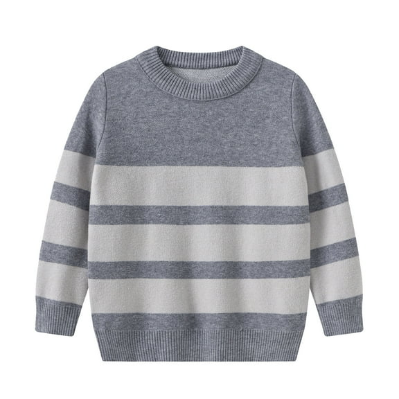 VNKIDY Boys Sweaters Toddler Kids Striped Sweater Long Sleeve Warm Knitted Pullover Crewneck Soft Fall Sweatshirts For Daily Wear