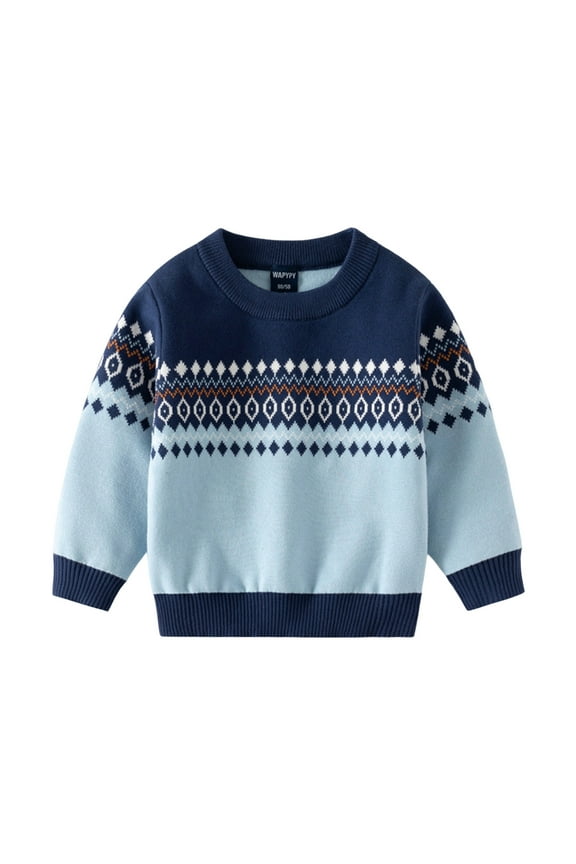 Boys Sweaters Winter Kids Classic Style Knitted Sweater Crewneck Long Sleeve Loose Fit Geometric Pattern Jumper For Children Casual Daily Wear Casual Knitwear