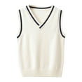 thumbnail image 1 of VNKIDY Boys Sweaters Winter Kids Loose Fit Vintage Style Knitted Vest Solid Color V Neck Sleeveless Trimmed Vest For Children Casual Daily Layered Wear Casual Knitwear, 1 of 4