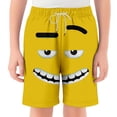 thumbnail image 1 of VNKIDY Boys Swim Trunks Kids Funny Face Prints Elastic Drawstring Waist Quick Dry Breathable Beach Shorts For Beach Pool Summer Wear Leisure Bottoms Yellow 11-12 Years, 1 of 4