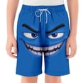 thumbnail image 1 of VNKIDY Boys Swim Trunks Kids Funny Face Prints Elastic Drawstring Waist Quick Dry Breathable Beach Shorts For Beach Pool Summer Wear Trendy Bottoms Blue 5-6 Years, 1 of 4