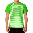 thumbnail image 1 of VNKIDY Boys TShirts Kids Striped Short Sleeve Raglan Tees Waffle Knit Crewneck Casual Breathable Stretch Top For Casual Daily Wear Versatile Top Green 18, 1 of 3