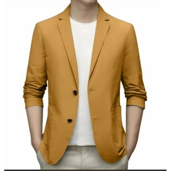 VNKIDY Classic Men Jackets Summer Fall Men's Lightweight Summer Blazers & Suit Jackets Casual Stretch Slim Fit Button Sports Coats Solid Color