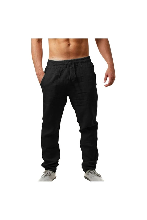 Classic Men Pants Trousers Pants Chino Cargo Pants Fashion Cotton Linen Casual Trousers Flat Front Pants Summer Wicking Breathable Solid Color Autumn