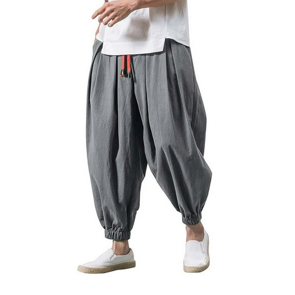 VNKIDY Comfortable Men Pants Trousers Fashion Loose Casual Wide Leg Pants Men's Elasticated Pants Solid Color Pants Summer Autumn
