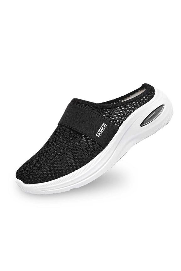 Comfortable Women Shoes Summer Fall Fashion Net Cloth Solid Color Covered Toe Slippers Non- Comfortable Beach Slippers Shoes