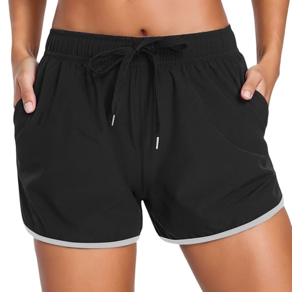 VNKIDY Comfortable Women Swimwear Swim Shorts With Pockets High Waisted Board Beach Bathing Shorts Bathing Suit Bottom Boyshorts Swim Bottom Solid Color Summer Autumn