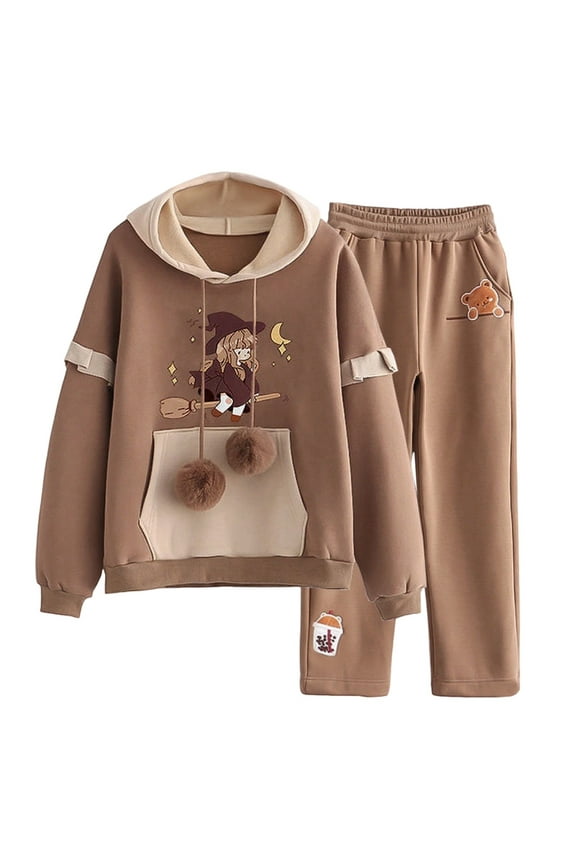 Girls 2 Piece Outfits Sets Long Sleeve T-Shirts O-Neck Tops With Joggers Casual Teenage Student School Wear Comfort Athletic Loungewear Tracksuit For Teen Girls Youth Fall Outfits Sets Holiday