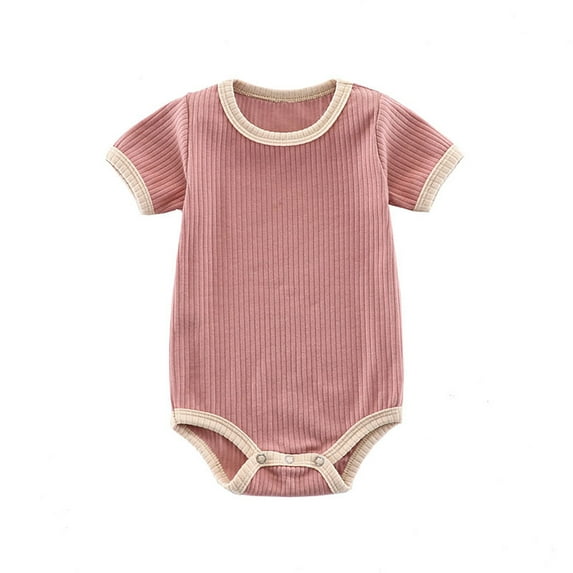 VNKIDY Girls Bodysuits Baby Soft Short Sleeve Crewneck Ribbed Romper For Toddler Comfortable Breathable Casual Outfit Fashionable Onesie