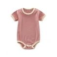thumbnail image 1 of VNKIDY Girls Bodysuits Baby Soft Short Sleeve Crewneck Ribbed Romper For Toddler Comfortable Breathable Casual Outfit Relaxed Fit Onesie, 1 of 7