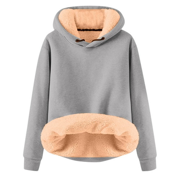 VNKIDY Girls Boys Hoodies Autumn Winter Thicken Plush Interior Warm Pullover Solid Color Long Sleeve Hooded Loose Fit Sweatshirts For Casual Daily Wear Stylish Tops