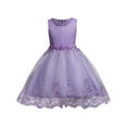 thumbnail image 1 of VNKIDY Girls Carnival Dress Kids Solid Color Sleeveless Crewneck Dress Lace Bodice Floral Waist Tulle Dress For Party Holiday Special Occasions Daily Wear Lovely Dress, 1 of 5