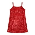 thumbnail image 1 of VNKIDY Girls Carnival Dress Kids Solid Color Spaghetti Strap Sequin Relaxed Fit Dress For Party Holiday Special Occasions Wear Adorable Dress, 1 of 4