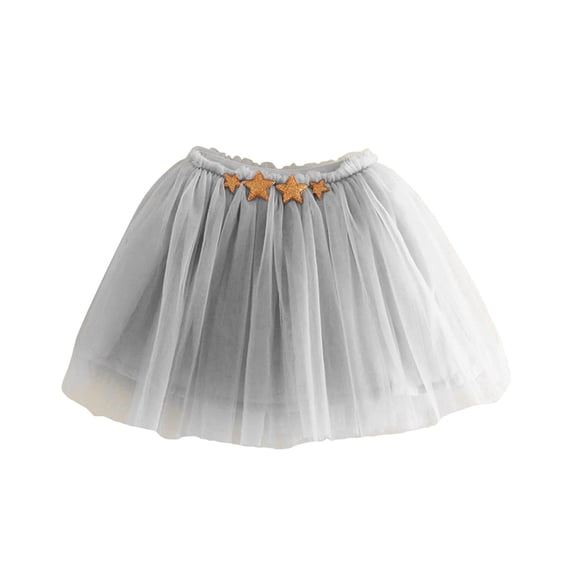 VNKIDY Girls Carnival Skirt Kids Solid Color Tutu Skirt Star Decor Multi Layer Tulle Elastic Waist Flared Skirt For Daily Wear Party Holiday Casual Wear Stylish Bottoms