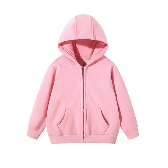 VNKIDY Girls Coat Autumn Winter Plush Thermal Jacket Long Sleeve Hooded Zipper Coat With Pockets For Casual Daily Wear Fashionable Outerwear