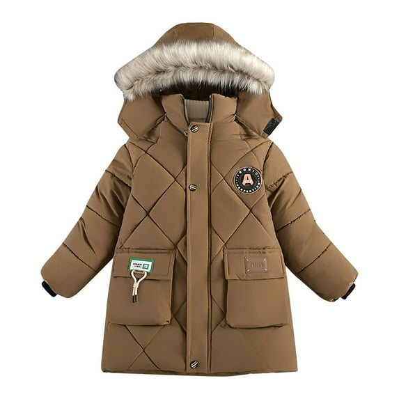 VNKIDY Girls Coat Autumn Winter Toddler Kids Solid Color Quilted Puffer Coat Hooded Long Sleeve Zipper Thermal Coat With Pockets For Outdoor Wear Cute Outerwear