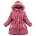 thumbnail image 1 of VNKIDY Girls Coat Kids Toddler Baby Unisex Patchwork Long Sleeve Spring Winter Cute Coat Plush Hooded Padded Jacket Outwear Clothes Casual Tops, 1 of 3