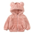 thumbnail image 1 of VNKIDY Girls Coat Toddler Kids Winter Plush Thermal Insulated Jacket Solid Color Long Sleeve Zipper Hooded Coat With Pockets For Cold Weather Classic Outerwear, 1 of 4