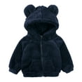 thumbnail image 1 of VNKIDY Girls Coat Toddler Kids Winter Plush Thermal Insulated Jacket Solid Color Long Sleeve Zipper Hooded Coat With Pockets For Cold Weather Cozy Outerwear, 1 of 4