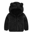 thumbnail image 1 of VNKIDY Girls Coat Warm Cute Girls Hooded Baby Kids Outwear Toddler Thick Zipper Plush Long Sleeve Coat Jacket Cute Tops, 1 of 3