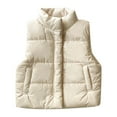 thumbnail image 1 of VNKIDY Girls Down Autumn Winter Kids Fashion Solid Color Vest Sleeveless Zipper Standing Collar Warm Coat With Pockets Trendy Outerwear, 1 of 7