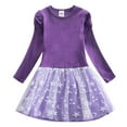thumbnail image 1 of VNKIDY Girls Dress Kids Festive Puff Long-Sleeve Crewneck Dresses Star Print Skirt For Holiday Celebrations Playful Festive Occasions Lovely Dress, 1 of 5