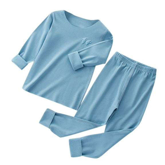 VNKIDY Girls Homewear Outfit Kids Embroidered Solid Color Homewear Set Long Sleeve Crewneck Top Elastic Waist Pants Soft Nightwear For Casual Daily Home Relaxation Activities Stylish Set