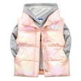 thumbnail image 1 of VNKIDY Girls Jacket Kids Shiny Metallic Finish Puffer Vest Stand Up Collar Warm Full Zip Front With Pockets For Layering Over Hoodies Sweaters For Cool Weather Lovely Outerwear, 1 of 4