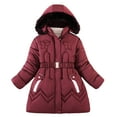 thumbnail image 1 of VNKIDY Girls Jacket Kids Toddler Baby Unisex Patchwork Long Sleeve Spring Winter Cute Coat Plush Hooded Padded Jacket Outwear Clothes Cozy Tops, 1 of 3