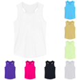 thumbnail image 1 of VNKIDY Girls Kids Crew Round Neck Solid Color Racerback Sleeveless Top Slim Fit Breathable Daily Summer Tank Tops For Child Trendy Tops White 3-4 Years, 1 of 9