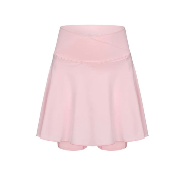VNKIDY Girls Kids Cross Wrap High Waist Solid Built In Shorts Skort Quick Dry Flared Mini Skirt Stretch Athletic Tennis Sports Skirts For Little Kids Classic Bottoms 6-7 Years