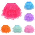 thumbnail image 1 of VNKIDY Girls Kids Elastic Waist Ruffle Trim Multi Layer Sheer Tulle Mini Skirt Fluffy Princess Party Tutu Skirt For Child Stylish Bottoms 8-9 Years, 1 of 7