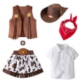 thumbnail image 1 of VNKIDY Girls Kids Festival Party Western Cowboy Set Shirt Vest Skirts Holiday Set Performance Party Outfit 2-3 Years, 1 of 7