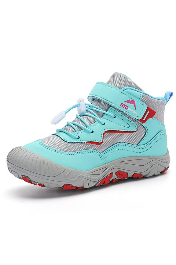 Girls Kids Hiking Sports Boots Hook Loop Strap Drawstring Closure Traction Sole Breathable Mesh Sneakers For Outdoor Casual Daily Wear Trendy Footwear