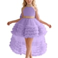 thumbnail image 1 of VNKIDY Girls Kids Solid Color Halter Tulle Dress Gold Sequin Trim High Low Ruffled Skirt Princess Party Dress For Party Wear Purple 6-12 Months, 1 of 5