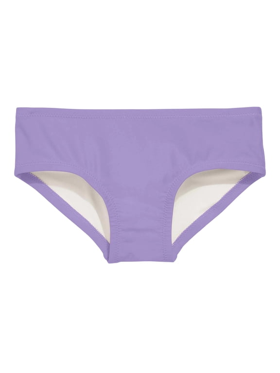 Girls Kids Solid Color High Waist Bikini Bottoms Quick Dry Swim Briefs Casual Beach Swimwear For Summer Vacation Pool Wear Purple1 6-7 Years