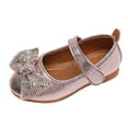 thumbnail image 1 of VNKIDY Girls Kids Solid Color Metallic Mary Jane Rhinestone Bow Decor Strap Soft Sole Shoes For Casual Daily Wear Party Activities Trendy Footwear, 1 of 9