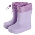 thumbnail image 1 of VNKIDY Girls Kids Solid Color Rain Boots Light Waterproof Anti Skid Drawstring Opening Shoes For Rainy Weather Outdoor Casual Daily Activities Cozy Footwear, 1 of 6