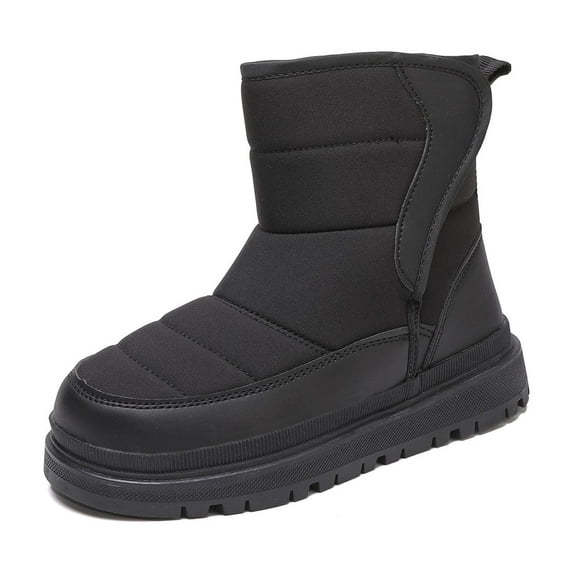 VNKIDY Girls Kids Solid Color Snow Boots Back Thick Sole Warm Lined Lightweight Shoes For Winter Outdoor Casual Daily Wear Stylish Footwear