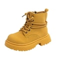thumbnail image 1 of VNKIDY Girls Kids Solid Color Suede Ankle Boots With Side Zipper Lace Up Thick Sole Shoes For Autumn Winter Casual Wear Stylish Footwear, 1 of 9