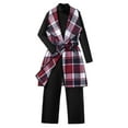thumbnail image 1 of VNKIDY Girls Outfits Children Kids Plaid Vest 3 Piece Set Turtleneck Long Sleeve Knit Top Belted Checked Waistcoat With Wide Leg Pants For Casual Winter Fashion Looks Classic Outfits, 1 of 6