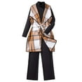 thumbnail image 1 of VNKIDY Girls Outfits Children Kids Plaid Vest 3 Piece Set Turtleneck Long Sleeve Knit Top Belted Checked Waistcoat With Wide Leg Pants For Casual Winter Fashion Looks Soft Outfits, 1 of 7